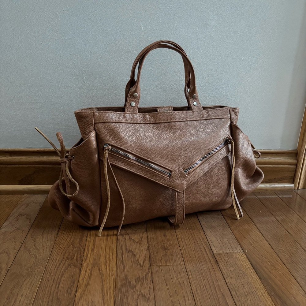 Botkier Tan Leather Wide Satchel Style Hand Bag